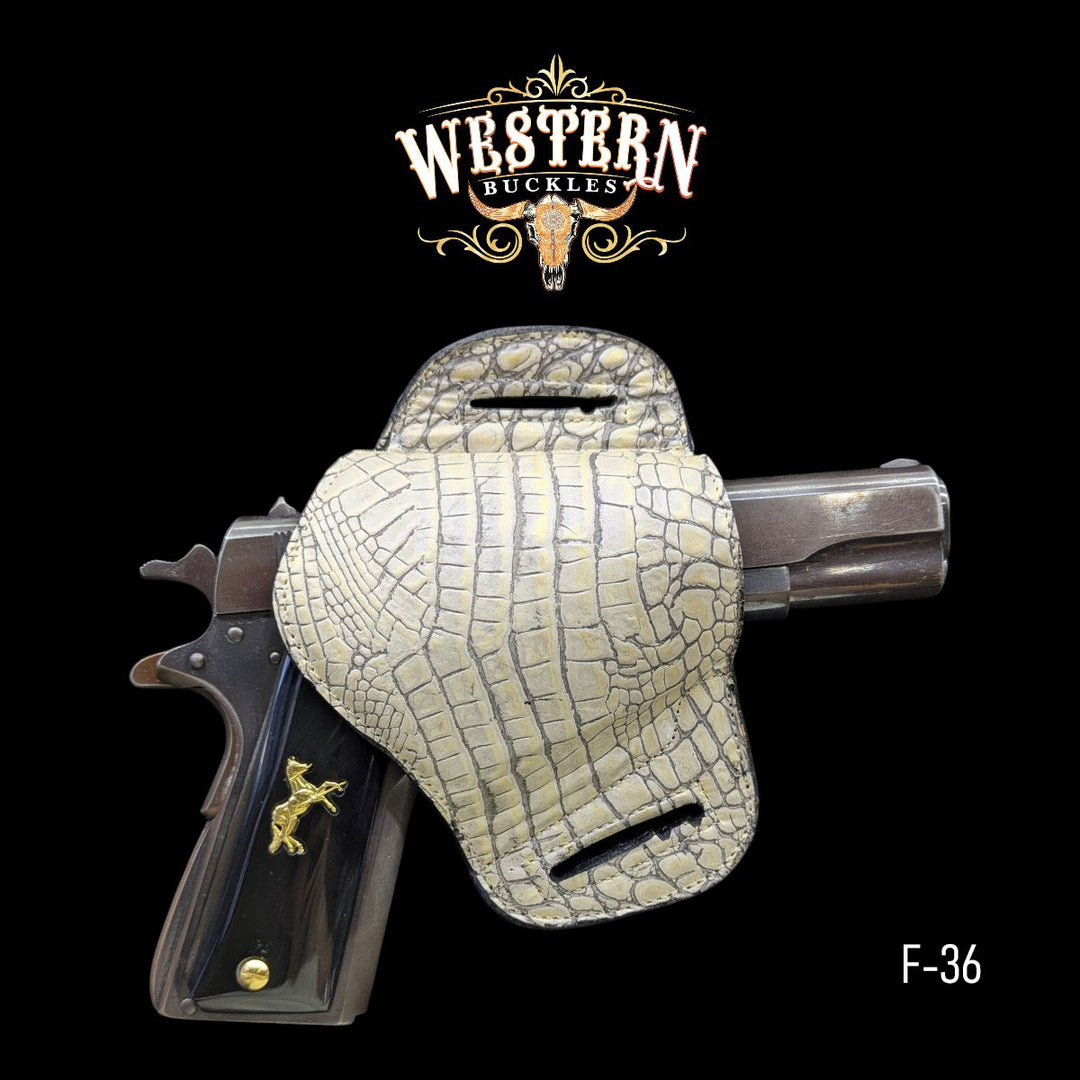 Gun Holster Sintetic Camel Beige Cocodrile-The Western Buckles
