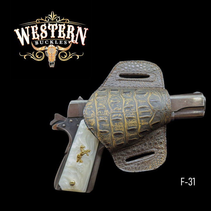 Gun Holster Sintetic Cocodrile Brown-The Western Buckles