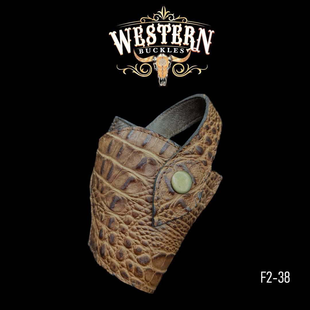 Gun Holster Sintetic Cocodrile Light Brown-The Western Buckles