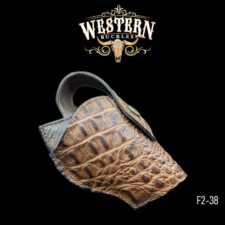 Gun Holster Sintetic Cocodrile Light Brown-The Western Buckles