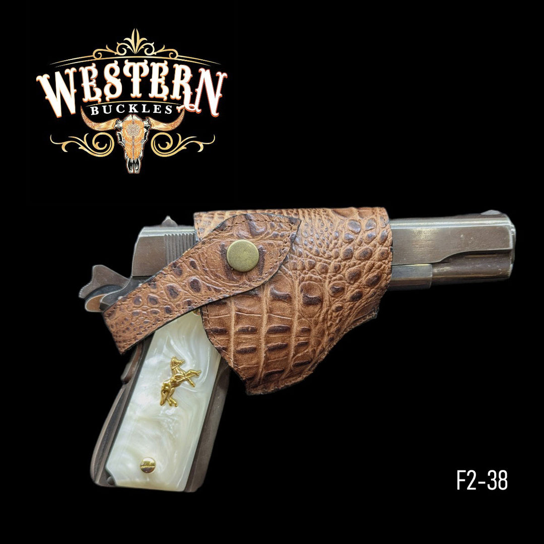 Gun Holster Sintetic Cocodrile Light Brown-The Western Buckles