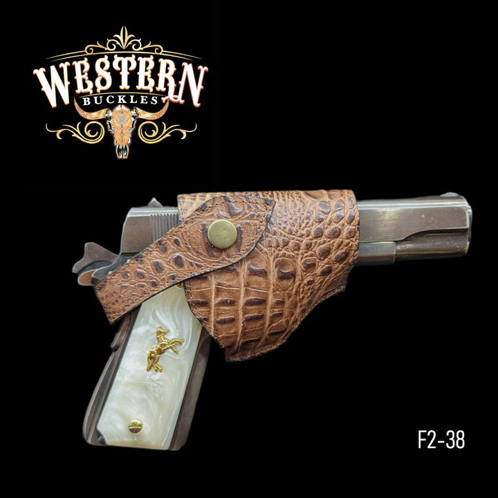 Gun Holster Sintetic Cocodrile Light Brown-The Western Buckles
