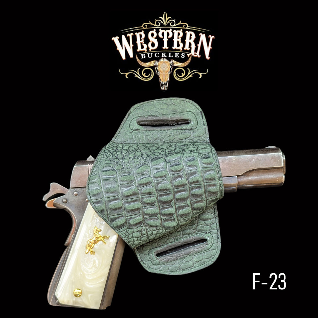 Gun Holster Sintetic Green Crocodile-The Western Buckles