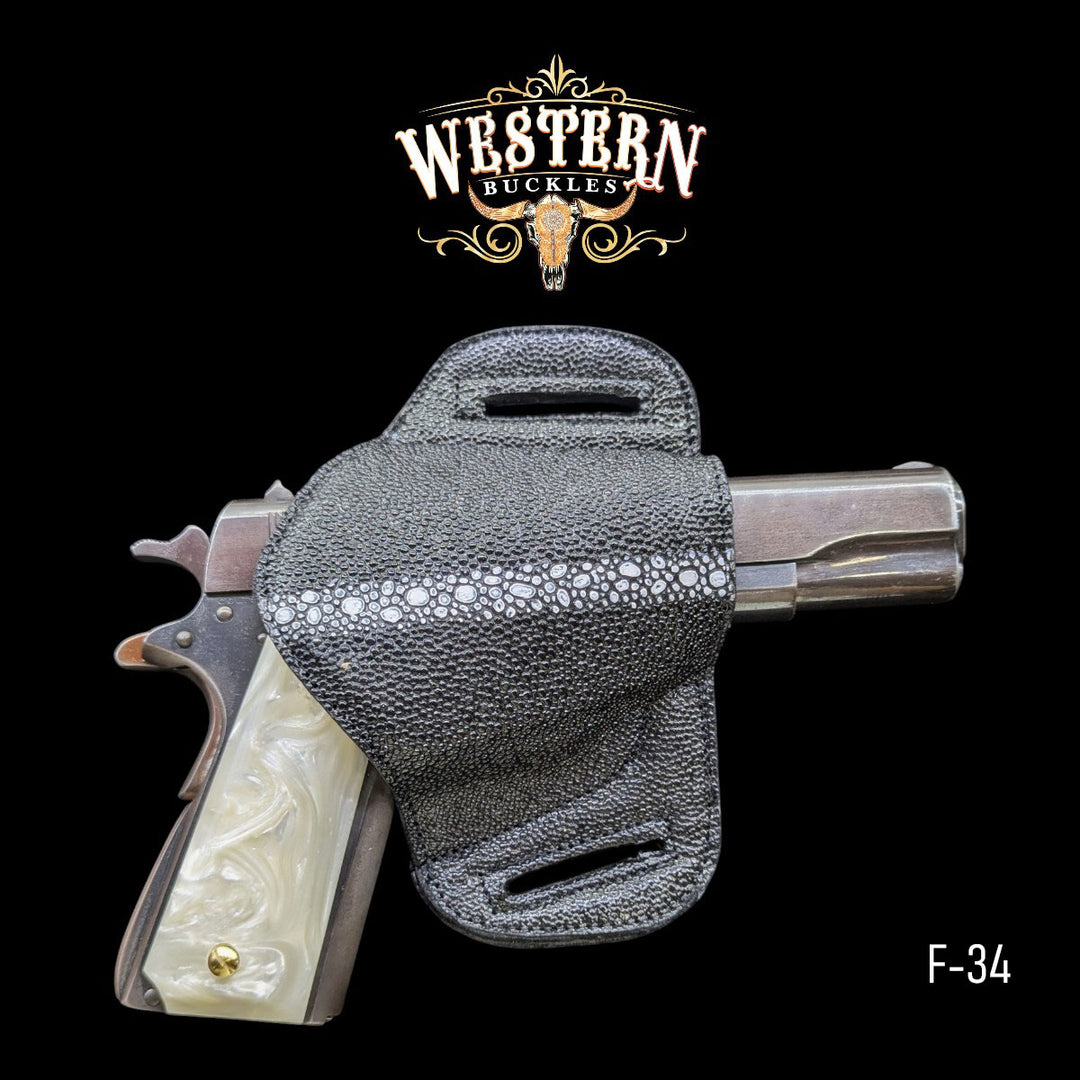 Gun Holster Sintetic Leather Black Mantarraya-The Western Buckles