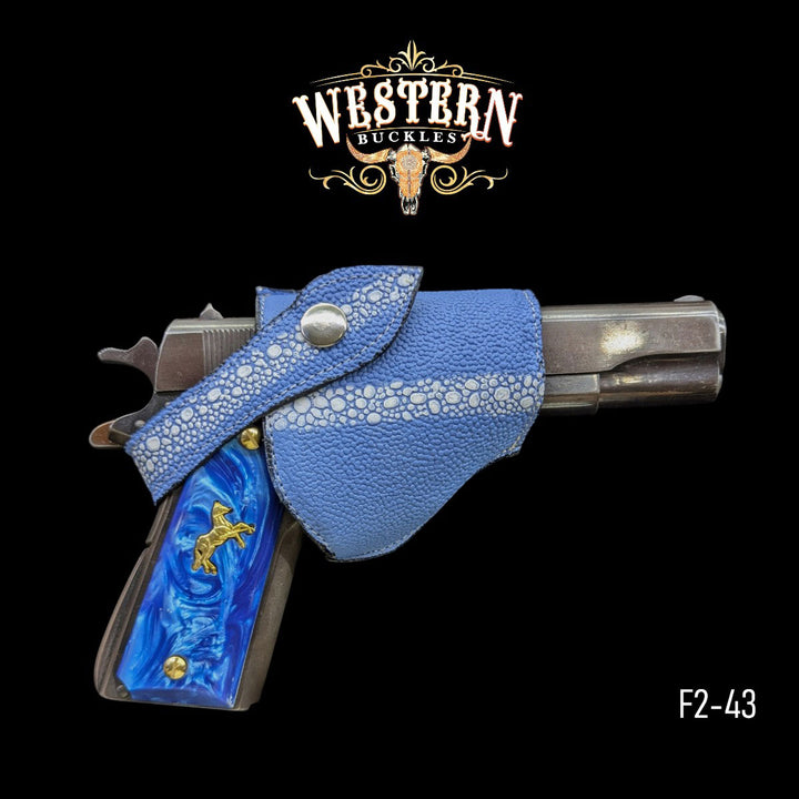 Gun Holster Sintetic Leather Light Blue Mantarraya-The Western Buckles