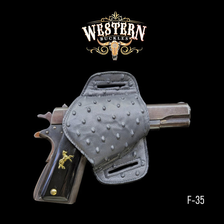 Gun Holster Sintetic Leather Titanium Gray Ostrich-The Western Buckles