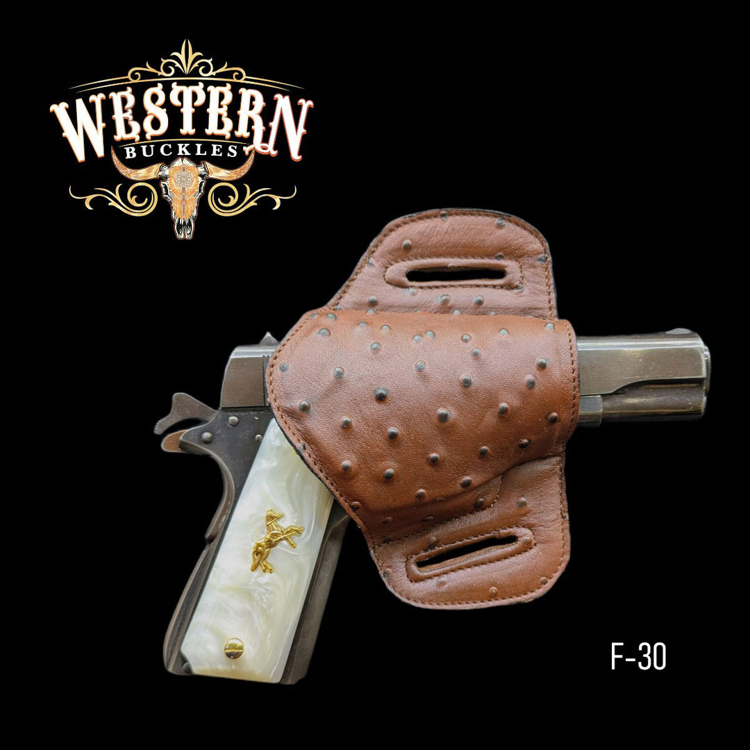 Gun Holster Sintetic Red Brown Ostrich-The Western Buckles