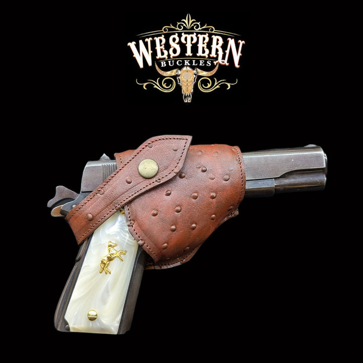 Gun Holster Sintetic Red Ostrich-The Western Buckles