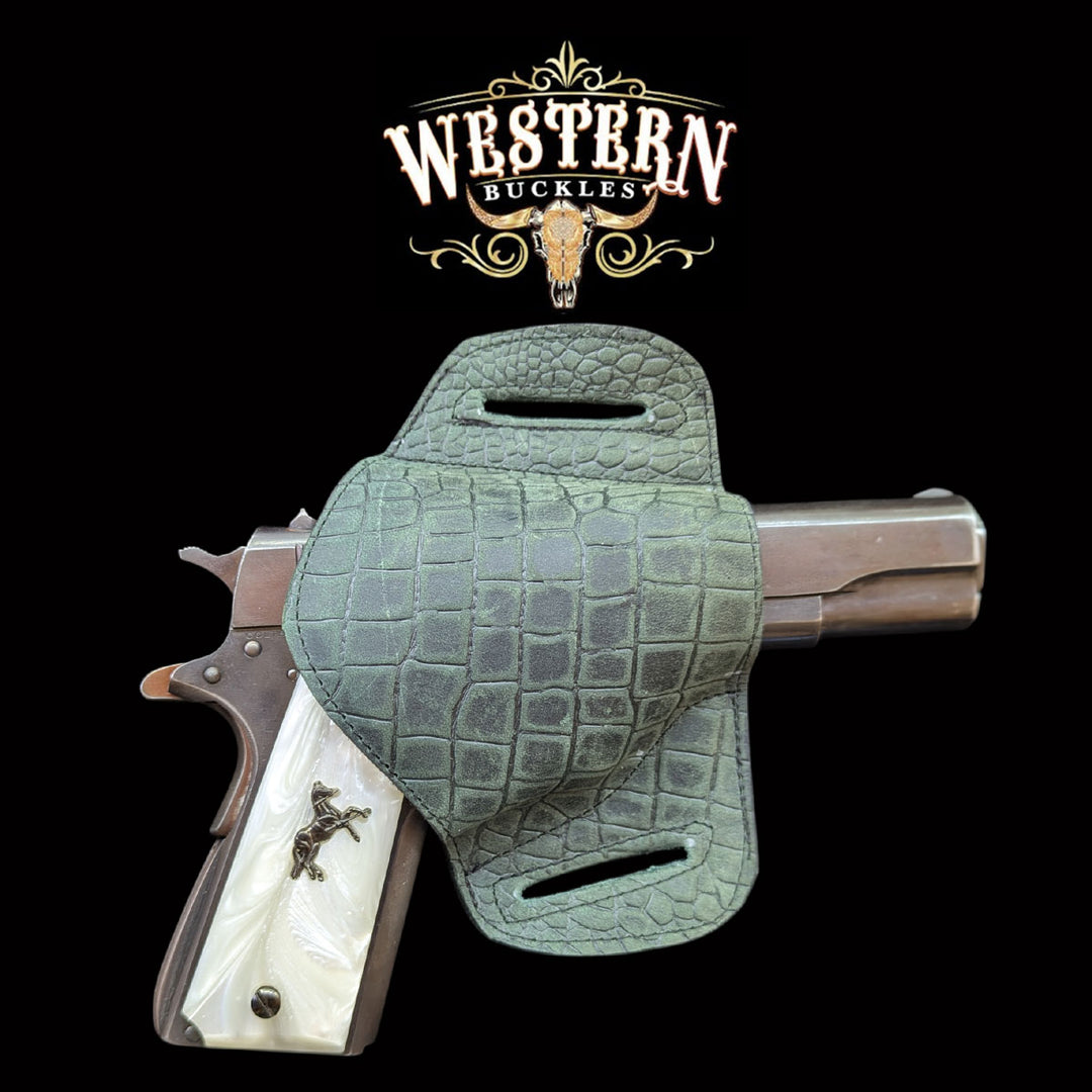 Gun Holster Sintetic Green Crocodile-The Western Buckles