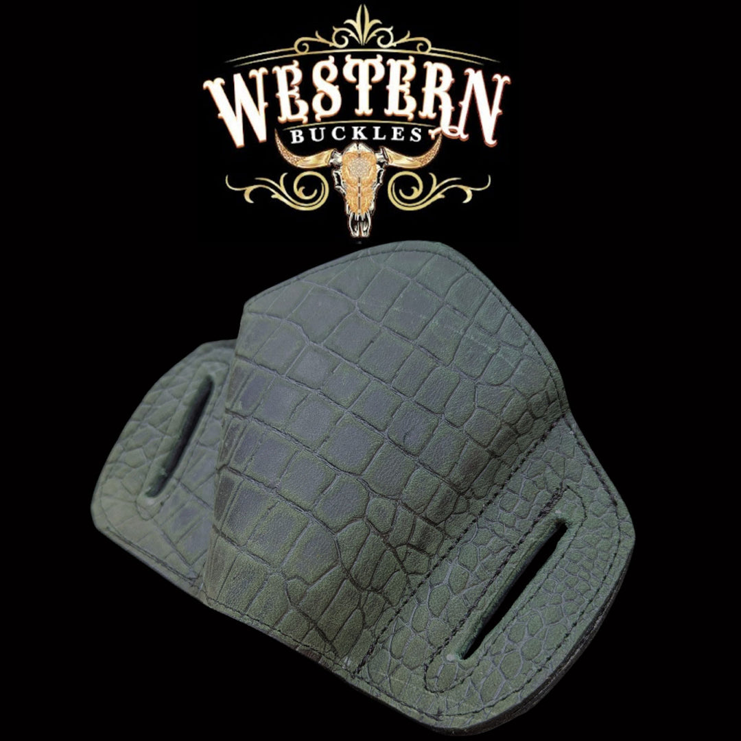 Gun Holster Sintetic Green Crocodile-The Western Buckles