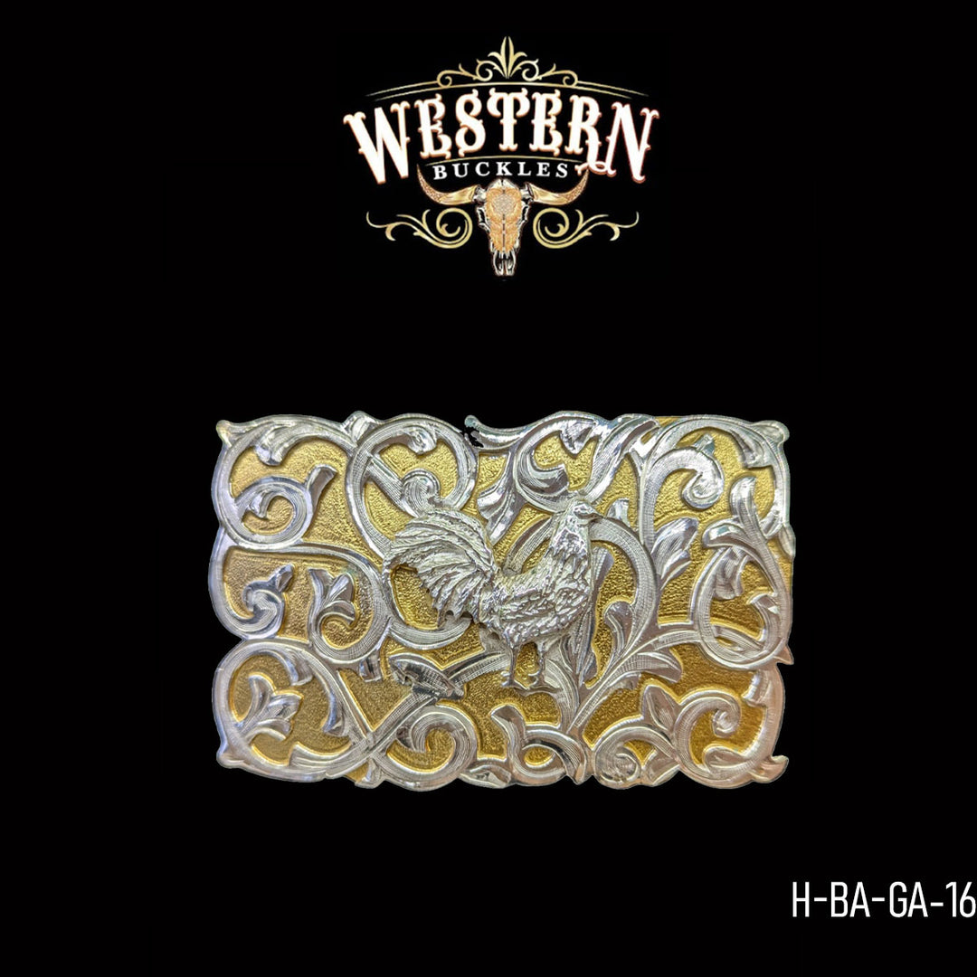 Western Belt Oval Horse In Gold and Silver Buckles