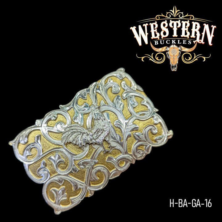 Western Belt Oval Horse In Gold and Silver Buckles