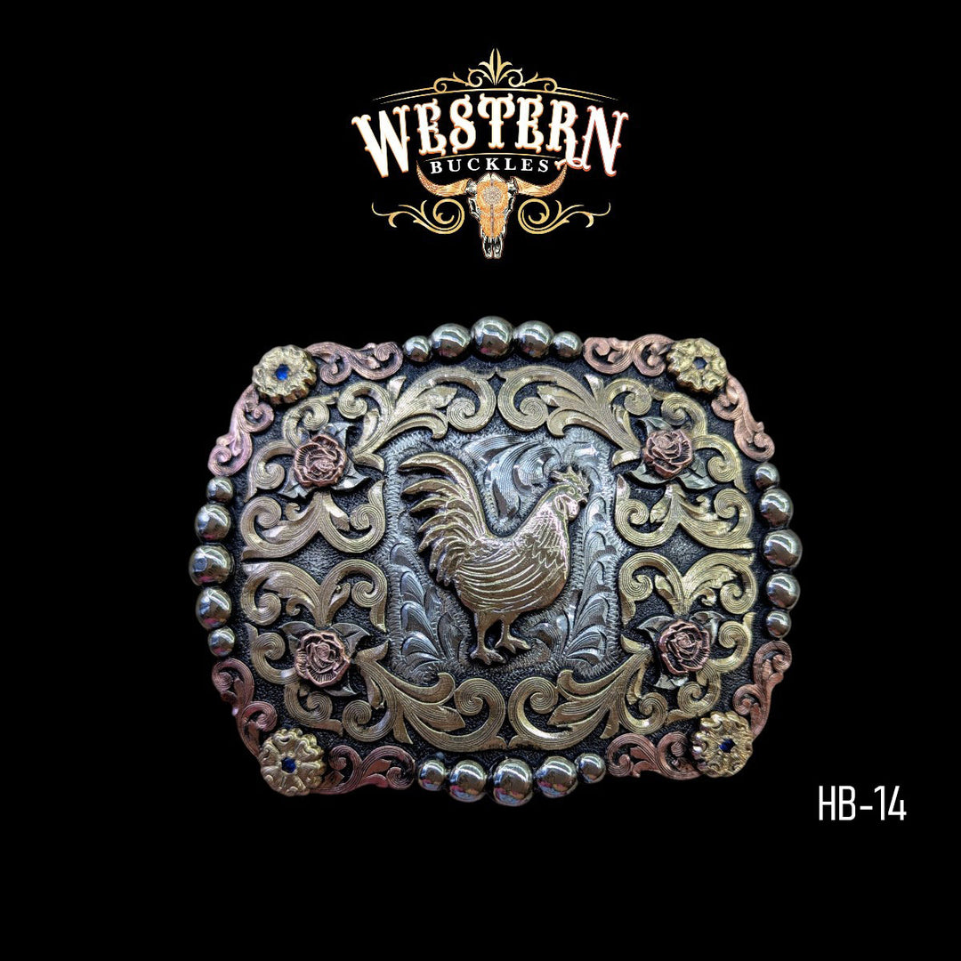Rooster Trophy Belt Buckle -Gold, Silver, Rose Gold