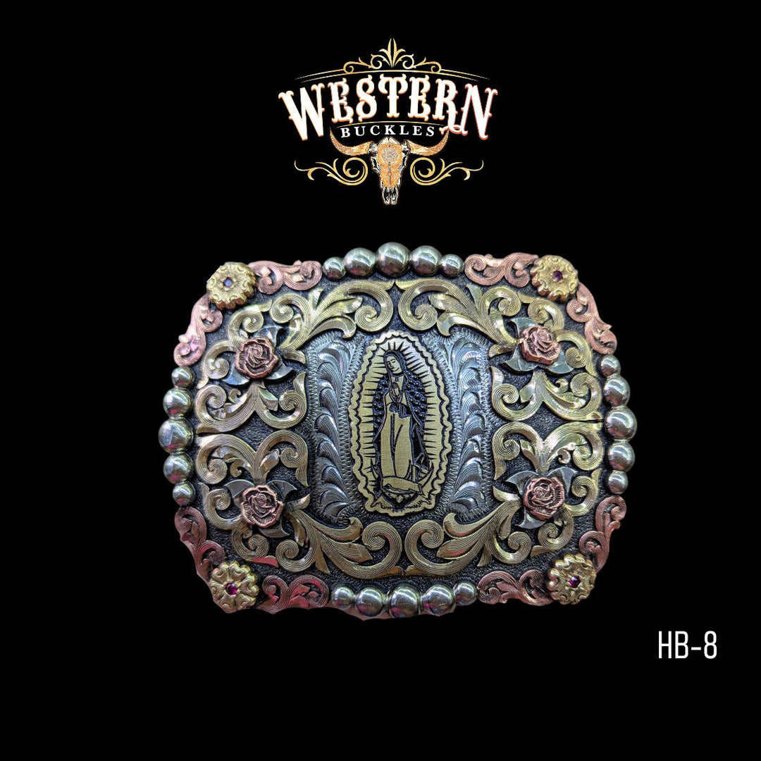 Trophy Belt Buckle Vigen - Silver and Gold Rose