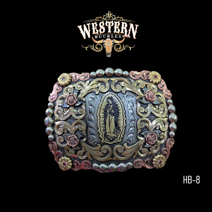 Trophy Belt Buckle Vigen - Silver and Gold Rose