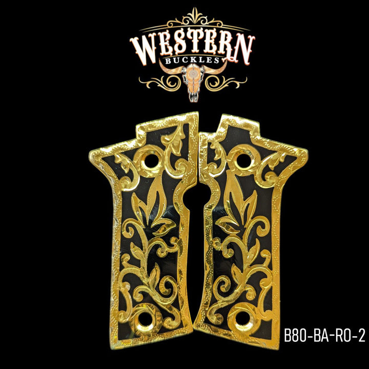 Hand-Engraved Custom Grips for the Beretta 80X — 24K Gold-Plated &amp; Artisan Resin