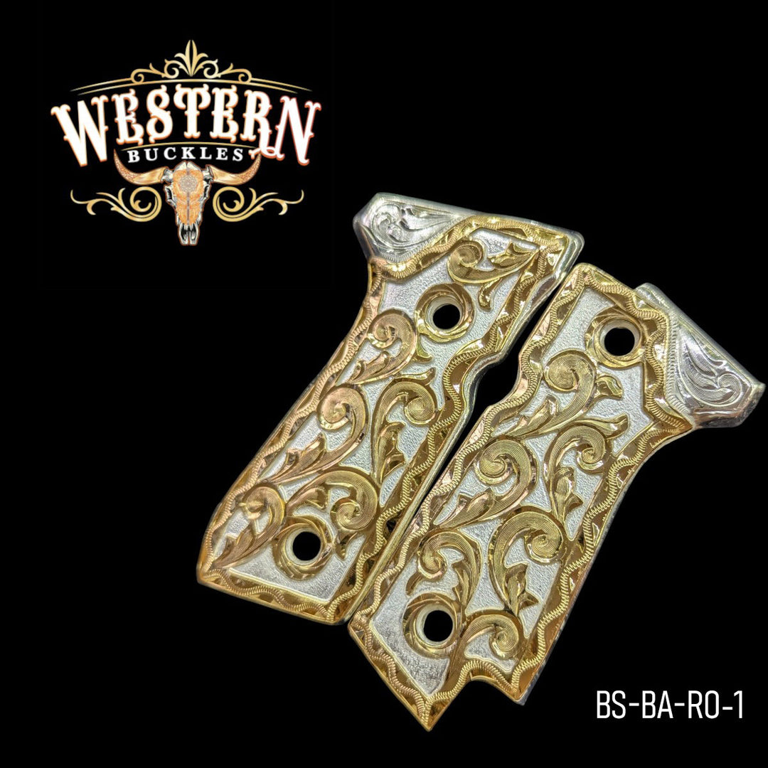 Hand-Engraved Custom Grips for the Beretta 92S — 24K Gold-Plated