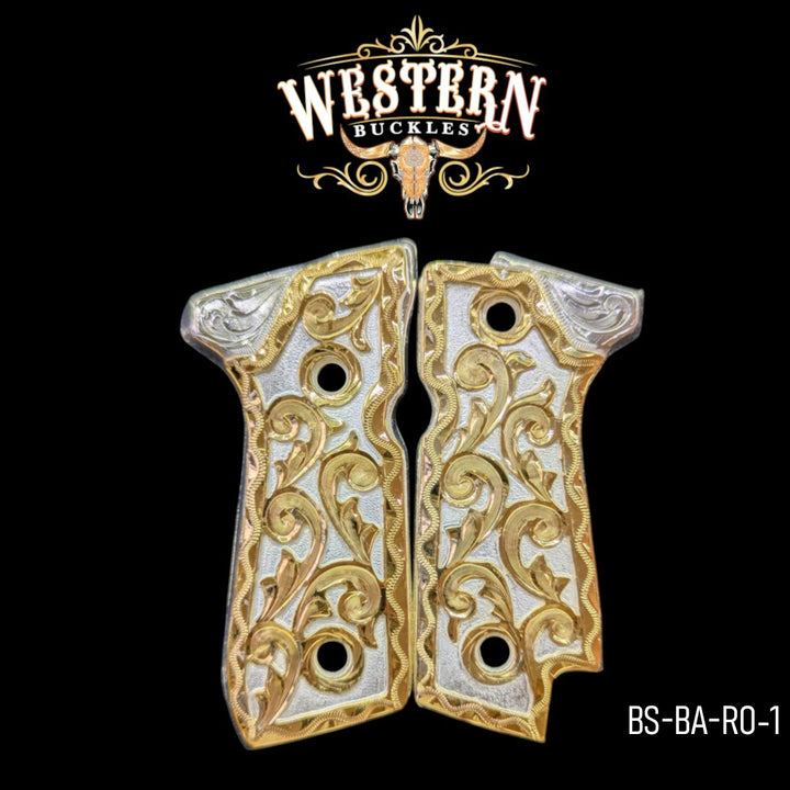 Hand-Engraved Custom Grips for the Beretta 92S — 24K Gold-Plated