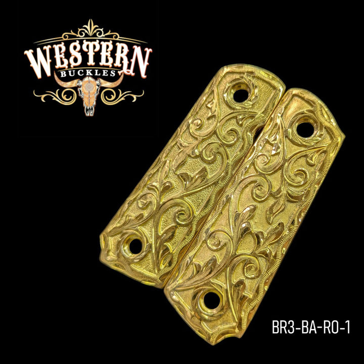 Hand-Engraved Custom Grips for the Browning 1911 / .380 / .22 — 24K Gold-Plated &amp; Artisan Resin
