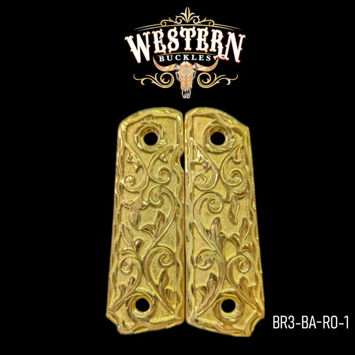 Hand-Engraved Custom Grips for the Browning 1911 / .380 / .22 — 24K Gold-Plated &amp; Artisan Resin