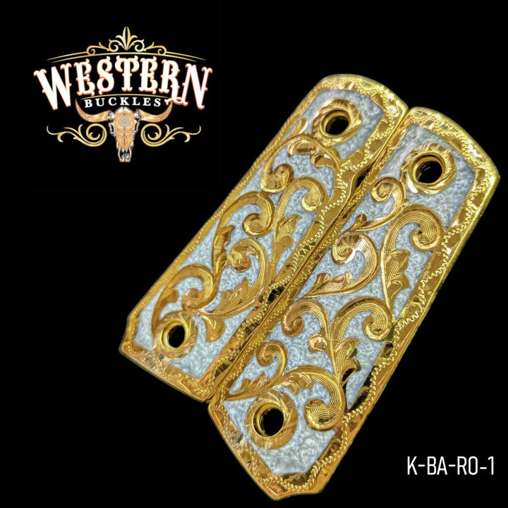 Hand-Engraved Custom Grips for the Colt 1911 Compact &amp; Defender — 24K Gold-Plated &amp; Artisan Resin