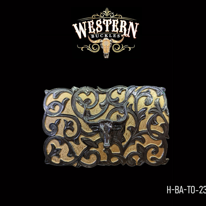 Handcrafted Bull Black Belt Buckle-The Western Buckles
