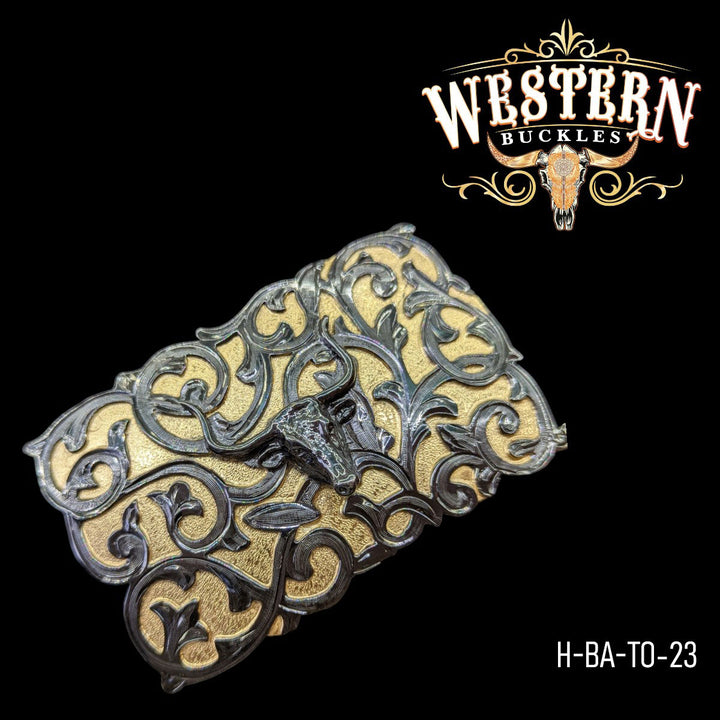 Handcrafted Bull Black Belt Buckle-The Western Buckles