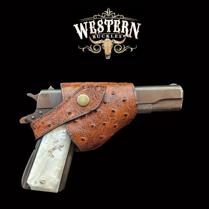 Gun Holster Red Ostrich-The Western Buckles