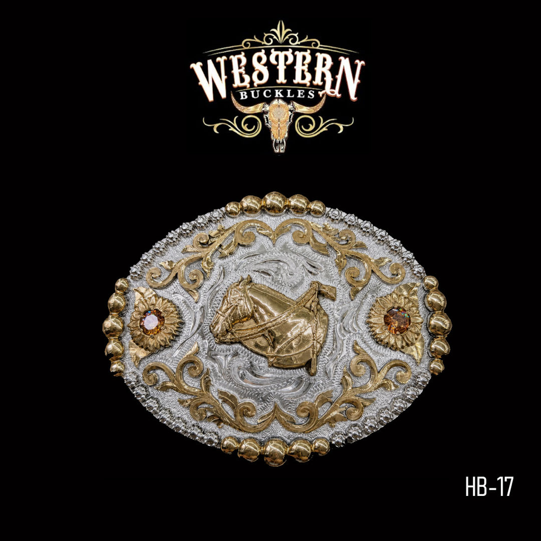 Horse Trophy Belt Buckle · Brass &amp; German Silver-The Western Buckles