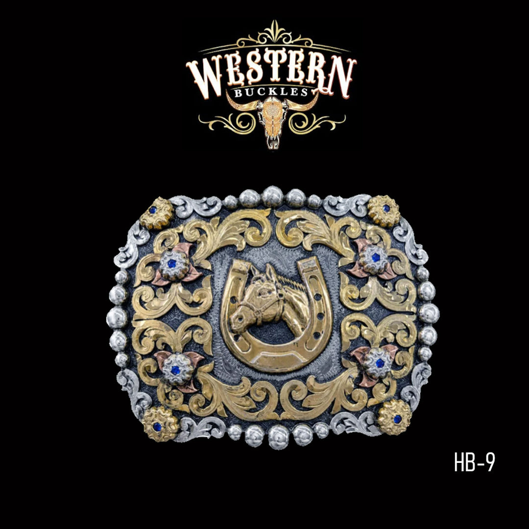 Horse Trophy Belt Buckle · German Silver, Brass & Copper-The Western Buckles