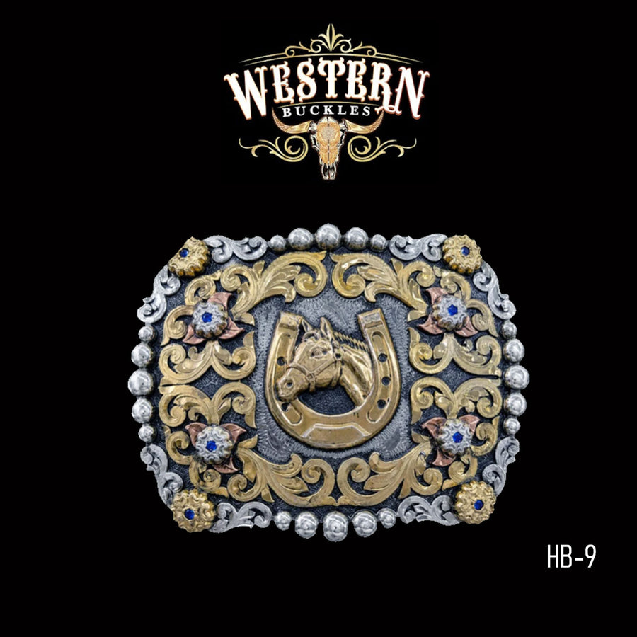 Horse Trophy Belt Buckle · German Silver, Brass & Copper