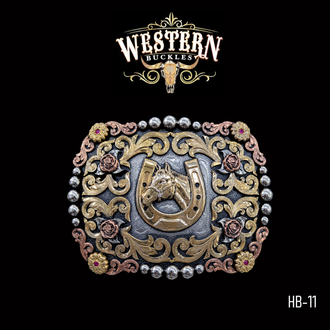 Horse Trophy Belt Buckle · German Silver &amp; Copper-The Western Buckles