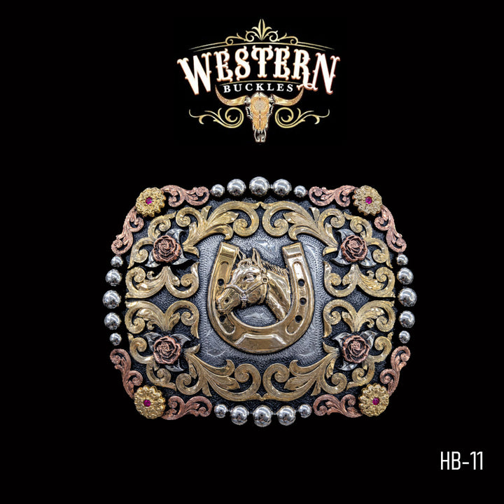 Horse Trophy Belt Buckle · German Silver &amp; Copper-The Western Buckles