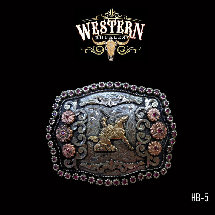 Horseman Trophy Belt Buckle- Gold, Silver and Rose Gold-The Western Buckles