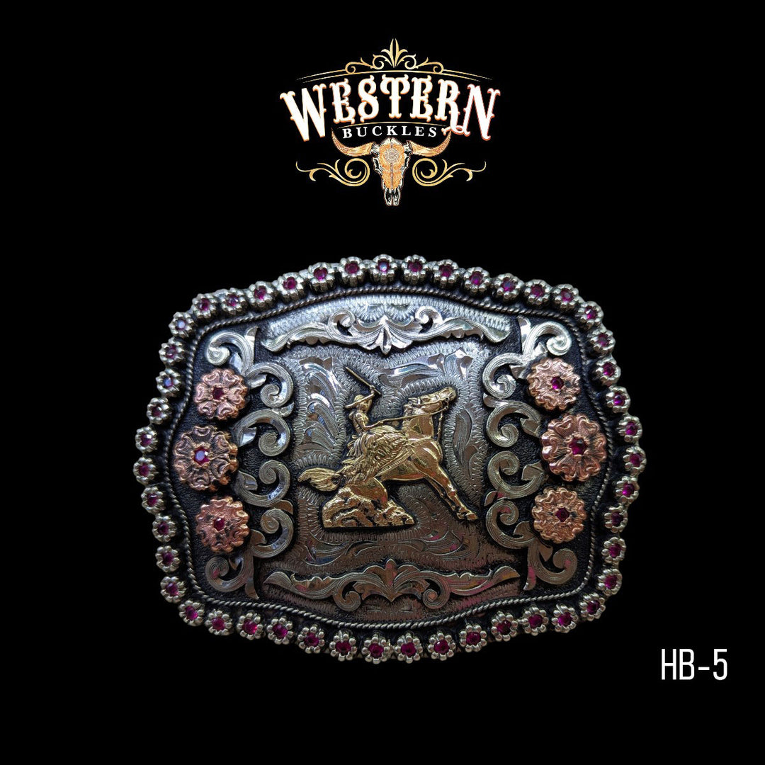 Horseman Trophy Belt Buckle- Gold, Silver and Rose Gold-The Western Buckles