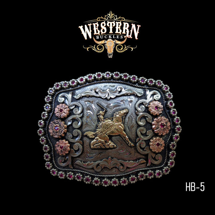Horseman Trophy Belt Buckle- Gold, Silver and Rose Gold-The Western Buckles