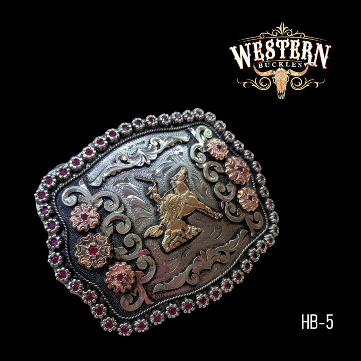 Horseman Trophy Belt Buckle- Gold, Silver and Rose Gold-The Western Buckles