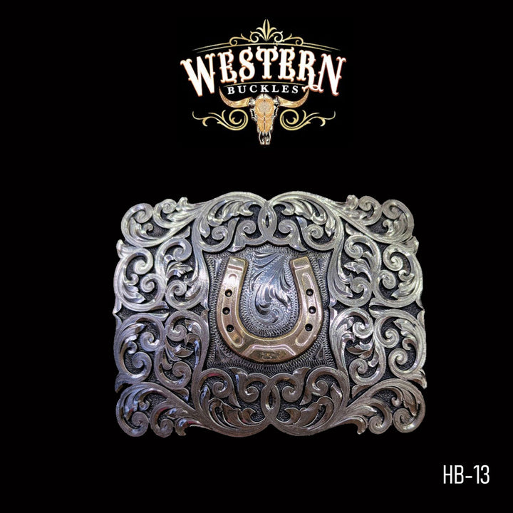 Horseshoe Trophy Belt Buckle -Silver-The Western Buckles
