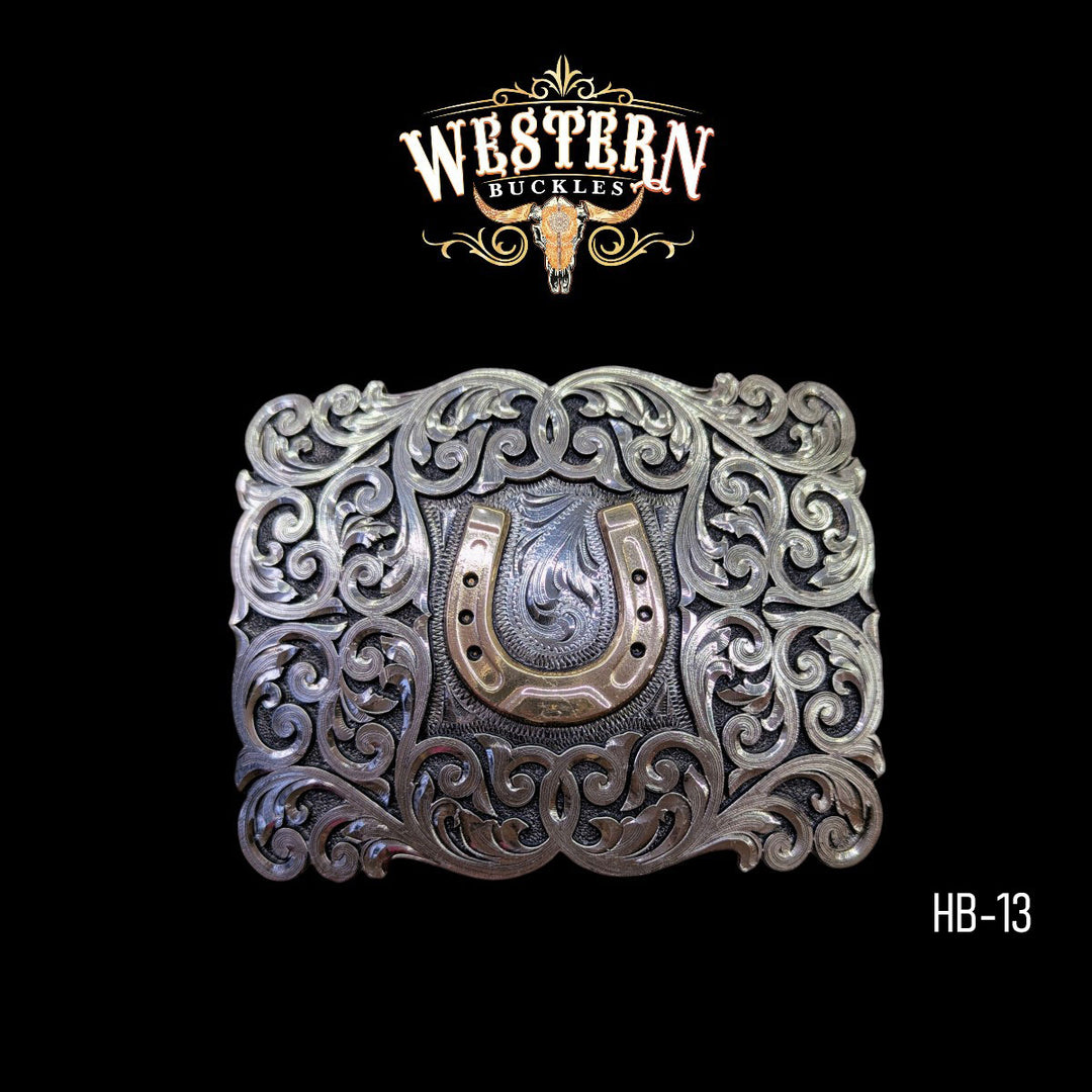 Horseshoe Trophy Belt Buckle -Silver-The Western Buckles