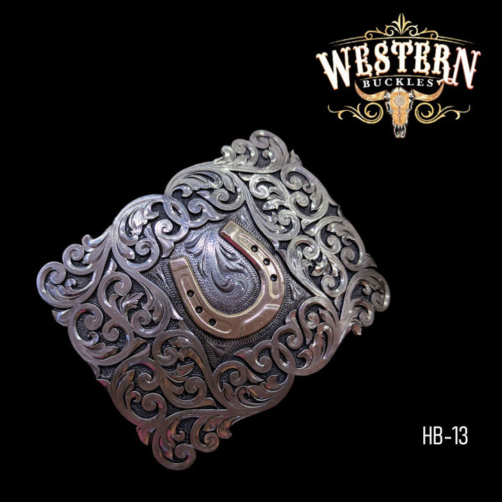 Horseshoe Trophy Belt Buckle -Silver-The Western Buckles