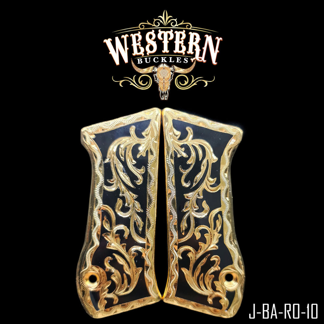 Gun Grips — Hand-Engraved | Handcrafted by Western Buckles | SKU J-BA-RO-10