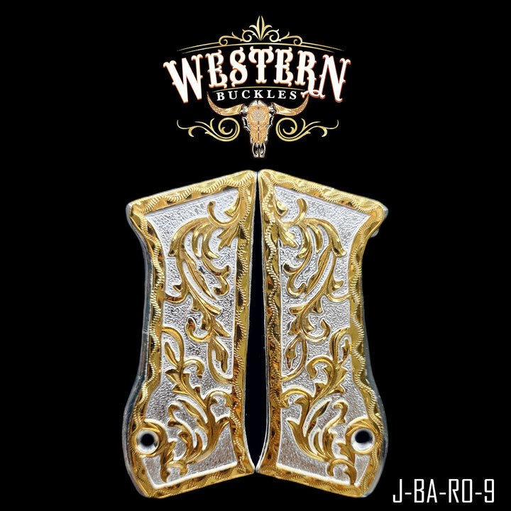 Cachas — Hand-Engraved | 24K Gold Plated | Handcrafted by Western Buckles | SKU J-BA-RO-9