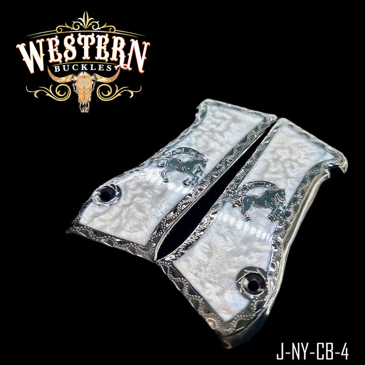 Horse Gun Grips — Artisan Resin — Detail View | Western Buckles Handcrafted | SKU J-NY-CB-4