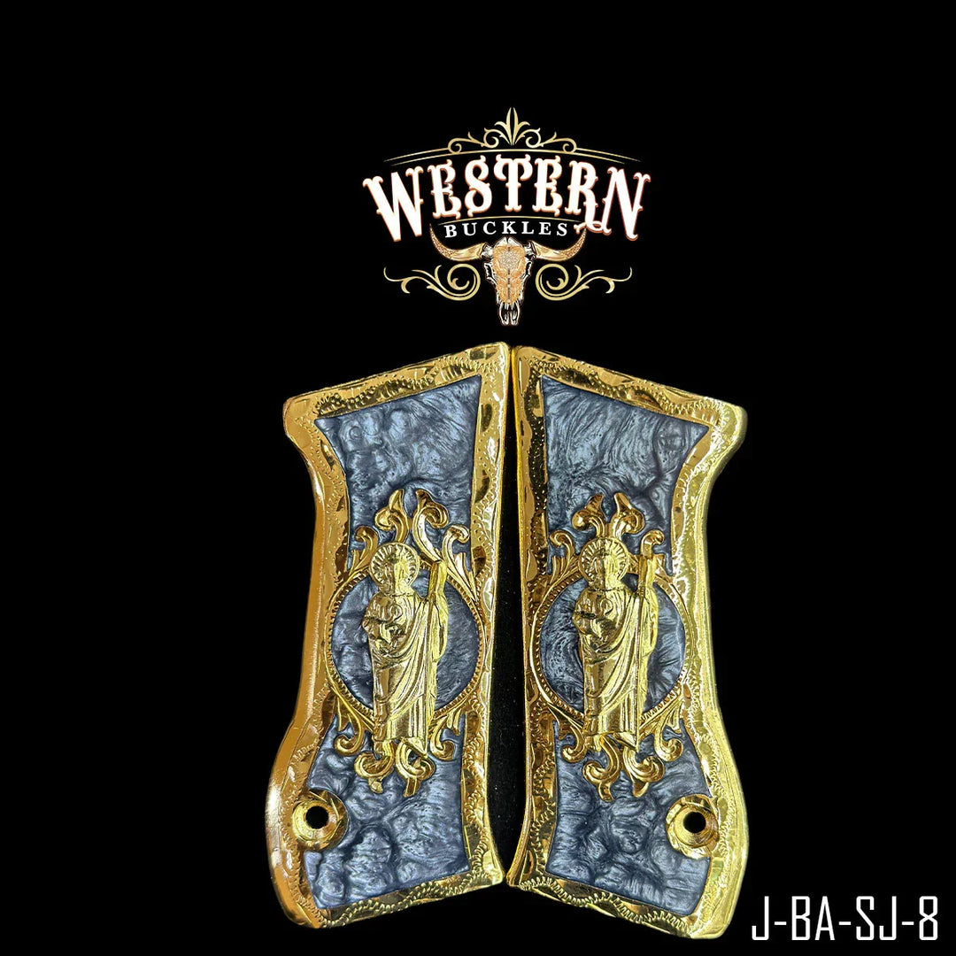 Jericho 941 9mm San Judas Resina Gris y Dorado-The Western Buckles
