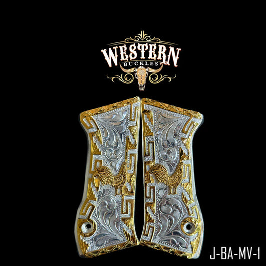Cachas Jericho 9mm Gallo Oro y Plata-The Western Buckles