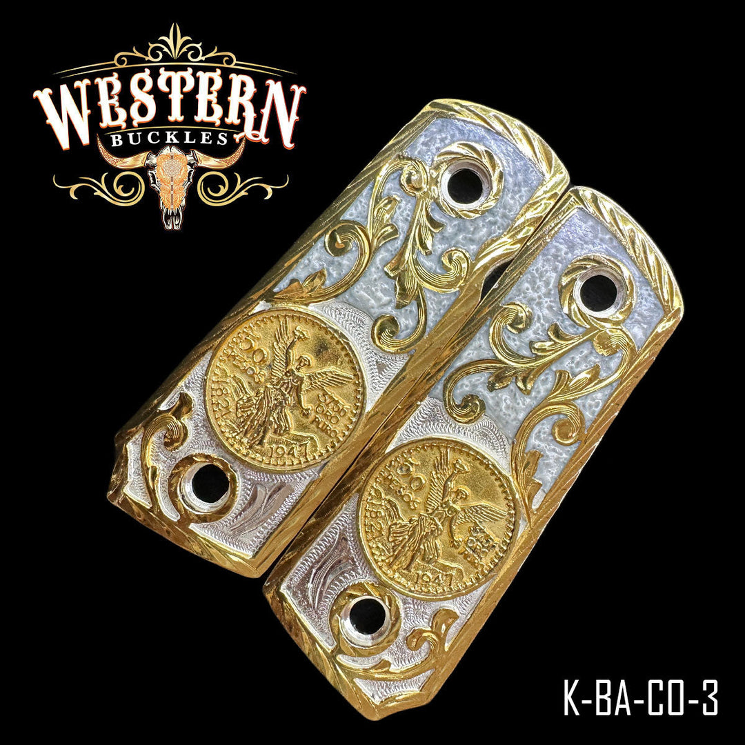 Colt 1911 Centenario Gun Grips — Artisan Resin — Detail View | Western Buckles Handcrafted | SKU K-BA-CO-3