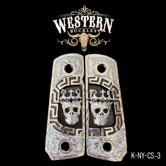 Cacha Colt Calavera Rameado Plata con Resina - Western Buckles