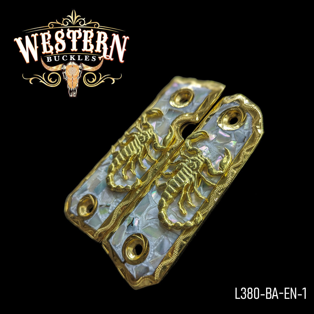 Cachas Llama 380 Grips Escorpion Resina y Oro