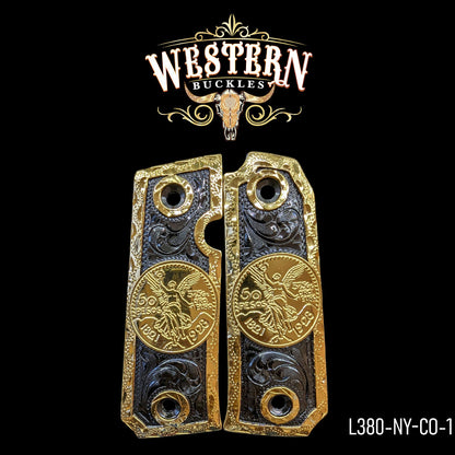 Cachas Llama 380 Grips Centenario Rameado Oro y Niquel