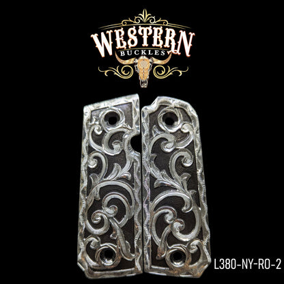 Cachas Llama 380 Grips Rameado Plata y Niquel Negro